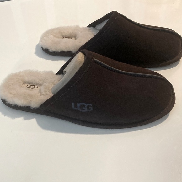 UGG Brown Shearling Scuff Slide Slippers Mens Size 11 - Picture 1 of 8